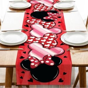 New 13x72 Table Runner Disney Minnie Mouse Valentines Day Fabric Mantel Scarf